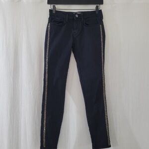 Zara Skinny Jeans in Black & Gold with Rhinestone Sides Women's Size 4